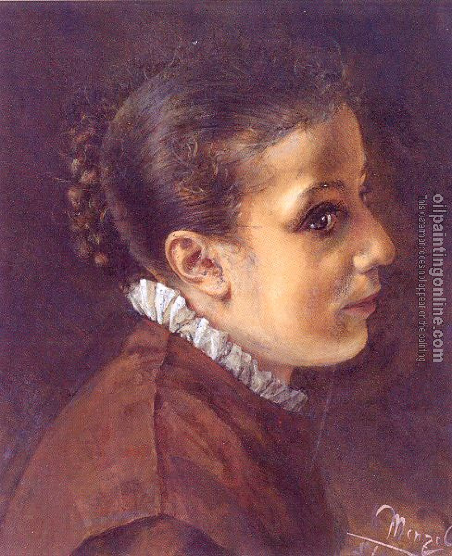 Menzel, Adolph von - Head of a Girl